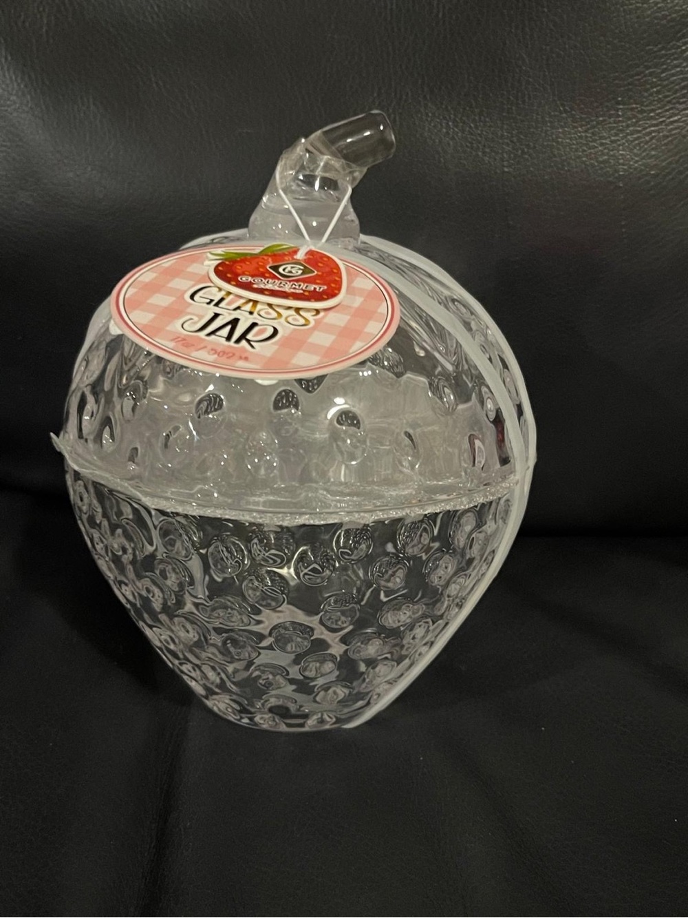 Gourmet Kitchen Clear Glass Strawberry Shaped Jar - Glass Strawberry Jar